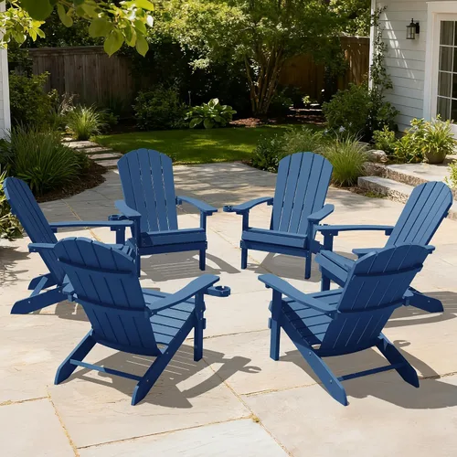 Vista 59 de YEFU Silla Adirondack de plástico resistente a la intemperie, sillas de patio con instalación fácil en 5 pasos, se ve exactamente como madera real