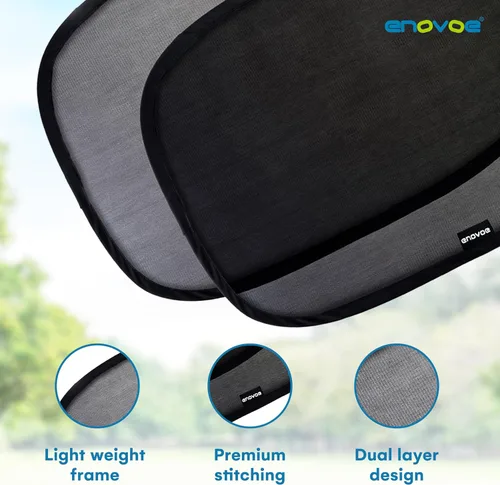 Vista 5 de Enovoe - Paquete de 2 persianas para ventana de automóvil, 19 x 12 pulgadas, para SUV, sedanes y camiones, protege al bebé de los rayos UV