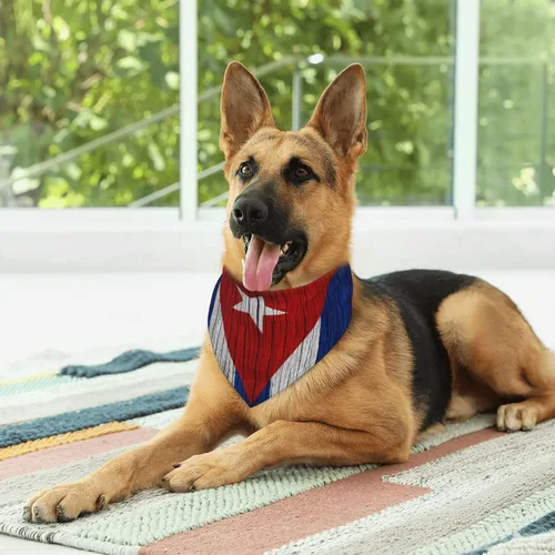 Vista 6 de Textura de madera bandera cubana perro bandana bufanda triángulo baberos accesorios mascotas gato pañuelo