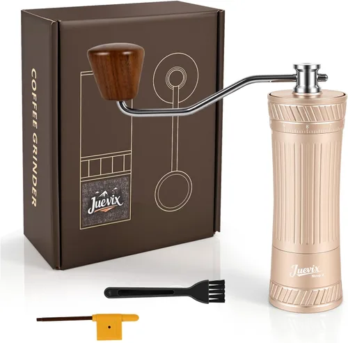 Vista 8 de Molinillo de café manual con ajuste externo, rebaba cónica de acero inoxidable de seis estrellas, molinillo de mano ajustable para expreso, vertido