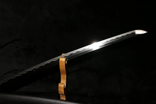 Vista 7 de Katana Aofeng - Espada Katana de 41 pulgadas, hecha a mano japonesa, práctica, acero al carbono 1095, templado/arcilla templada, espiga completa