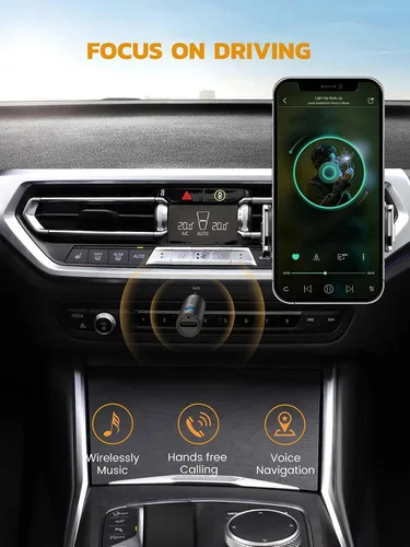 Vista 2 de MaedHawk Adaptador AUX Bluetooth 5.4 para coche, receptor de audio de 0.1
