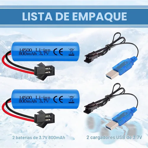 Vista 6 de Paquete de 2 baterías de iones de litio de 3.7 V 800 mAh con cargadores USB, enchufe SM-2P, batería recargable RC compatible con autos de control