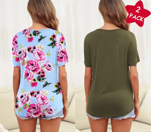 Vista 5 de Ekouaer Camisetas de lactancia de manga corta para mujer, de doble capa, tallas S-XXL
