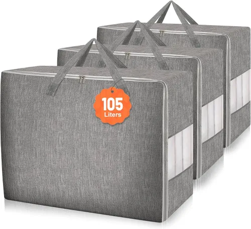 Vista 8 de Bolsas de almacenamiento para edredón Karceyworth, bolsas de almacenamiento extra grandes para ropa de cama con ventana transparente, asas