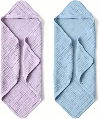 Vista 12 de Toallas de baño con capucha de muselina orgánica, paquete de 2 toallas de baño 100% algodón orgánico para bebés, bebés, niños pequeños, 32 x 32