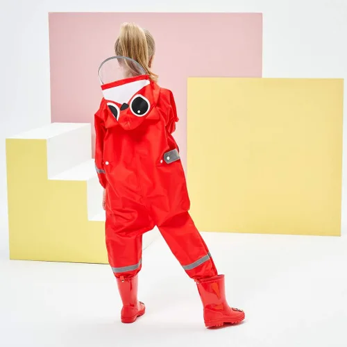 Vista 5 de Traje de lluvia para bebé con capucha, impermeable, traje de lluvia de una pieza para niños (3-10 años)