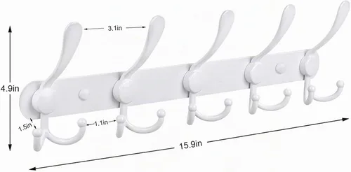 Vista 6 de Perchero de pared con 5 ganchos de tres puntas, de PHINGEER, resistente, de acero inoxidable con gancho, decorativo, para colgar abrigos, chaquetas
