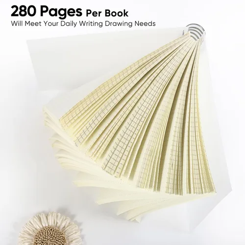 Vista 4 de Diario de puntos en espiral con 280 páginas, cuaderno en espiral de 5.75 x 8.38 pulgadas de grosor, papel de 3.53 oz/m², escuela, oficina