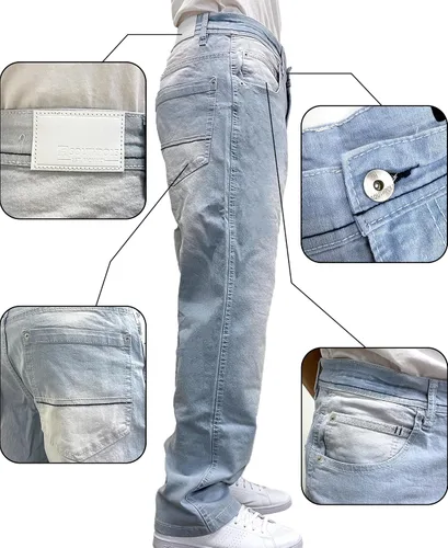 Vista 4 de Southpole Mens Mid Rise Stretchable Straight Relaxed Fit Cross Hatch Denim Pants