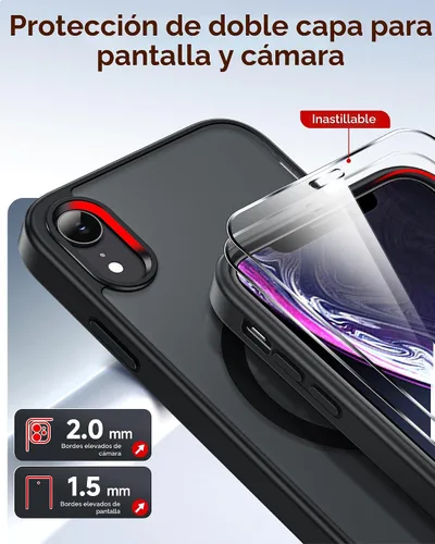 Vista 2 de LeYi Funda para iPhone XR: con protector de pantalla X2 + 2 funda para cámara [compatible con MagSafe] Funda protectora magnética i iphoneXR