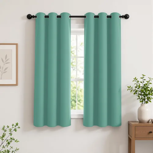 Vista 143 de Cortinas de oscurecimiento de habitación de 45 pulgadas de largo para dormitorio y sala de estar, cortinas térmicas aislantes con ojales