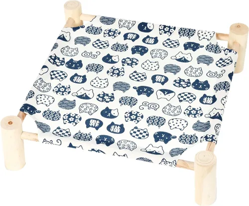 Vista 10 de Patas Lague Hamaca para gatos y perros, cama para perros pequeños, de madera, para gatos, mascotas, conejos, refrigeración, elevada