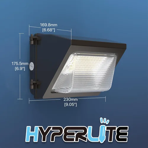 Vista 5 de HYPERLITE Paquete de luz LED de pared de 50 W, 2 paquetes con fotocélulas del atardecer al amanecer, lente de vidrio de 6750 lúmenes, paquetes