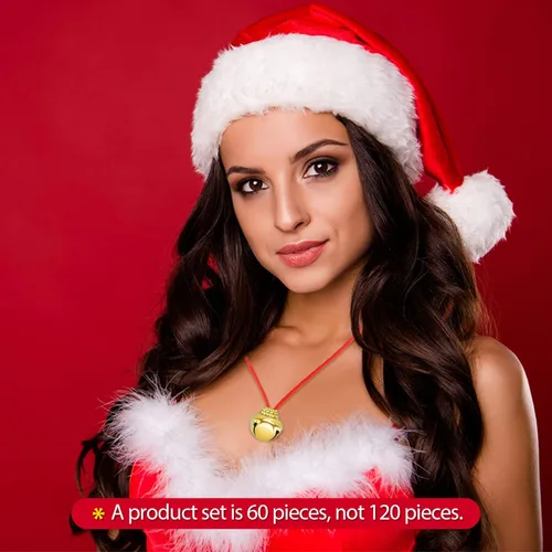 Vista 4 de Gejoy 60 collares de campana de Navidad, decoraciones de campana de Navidad para suministros navideños