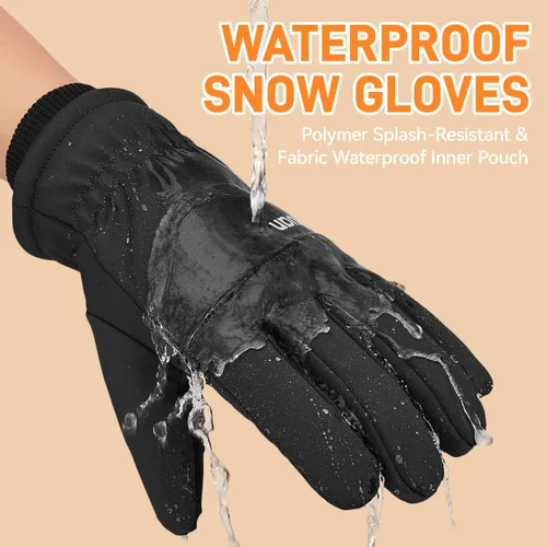 Vista 3 de ihuan Guantes de invierno para hombres y mujeres, impermeables, cálidos, guantes de nieve para clima frío, material térmico para esquí, snowboard