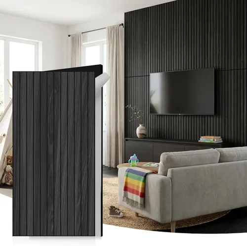 Vista 10 de WoveN SounD Slat Acousitc - Paneles de pared de 48 x 24 pulgadas, chapa de madera, decoración de pared a prueba de sonido, diseño autoadhesivo