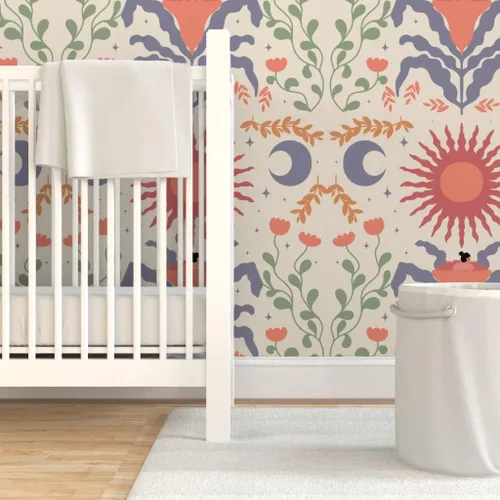 Vista 6 de Muestra de papel tapiz extraíble – Estrella moderna abstracta Sol Luna Geométrico Boho Celestial Personalizado Papel pintado pre-pegado por