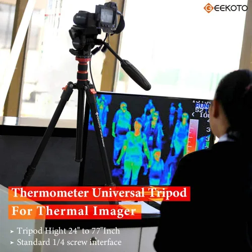 Vista 6 de GEEKOTO Trípode de video con cabezal fluido, trípode profesional para cámara réflex digital, monopie de aluminio de 77 pulgadas para videocámara