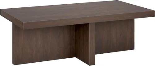 Vista 8 de Henn&Hart - Mesa de centro escandinava de 44 pulgadas, color blanco haya El estilo de pedestal atemporal se combina con una superficie generosa