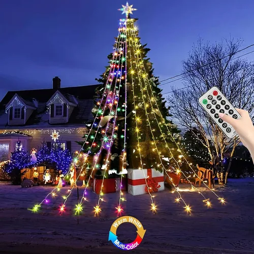 Vista 8 de Tiras de luces con estrella para decoración de Navidad al aire libre, 320 LED, 16.4 pies, luces de Navidad [8 modos y resistente al agua]