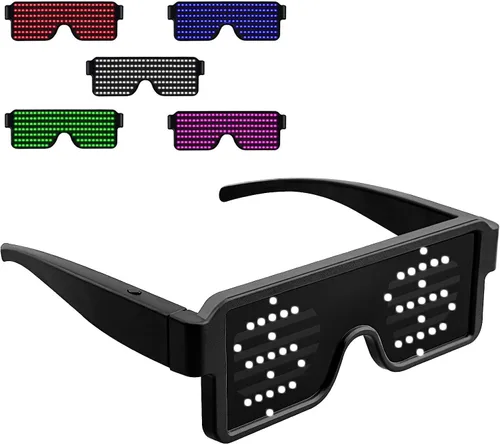 Vista 12 de Gafas LED dinámicas que brillan con luz LED recargable por USB, con luz intermitente de neón, 11 patrones, gafas luminosas