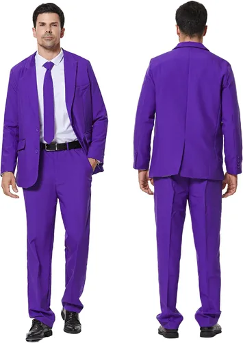 Vista 3 de Padama Disfraz de traje para hombre, traje de fiesta de color sólido, traje de adulto, divertido disfraz de Halloween, disfraz de bromista