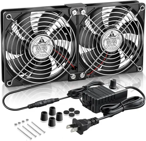 Vista 7 de GDSTIME Ventiladores Duales de Gran Flujo de Aire de 120mm, Ventilador de Computadora 2x120mm 240mm con Enchufe de CA, 110V 120V 220V 240V CA