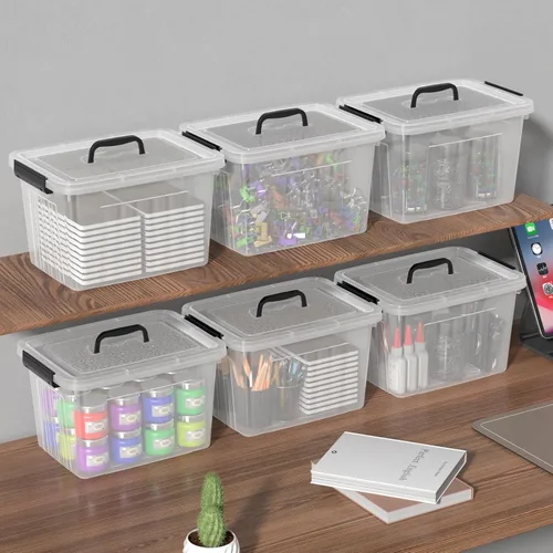 Vista 4 de Jekiyo Cajas de plástico con cierre de 12 cuartos de galón, contenedores de almacenamiento transparentes con tapas, paquete de 6