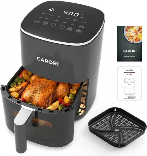 Vista 18 de CARORI Freidora de aire de 6 cuartos con ventana de visión, 12 preajustados, gran capacidad, 400 ℉ máximo crujiente, 1700 W comidas rápidas incluso