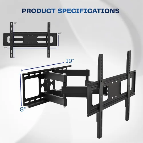 Vista 3 de VIVO Soporte de pared para TV de movimiento completo para exteriores para pantallas de 37 a 80 pulgadas, soporte articulado con capacidad para hasta