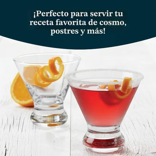 Vista 4 de Libbey Copas transparentes para cócteles Cosmopolitan/Martini, 8 onzas, Transparente Sin tallo Cosmopolitan 4