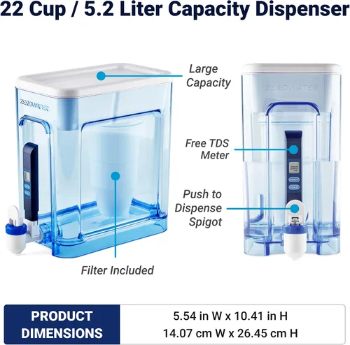 Vista 6 de ZeroWater Filtro de repuesto oficial: sistema de filtración de agua de 5 etapas (paquete de 8) y dispensador de filtro de agua de 5 etapas listo