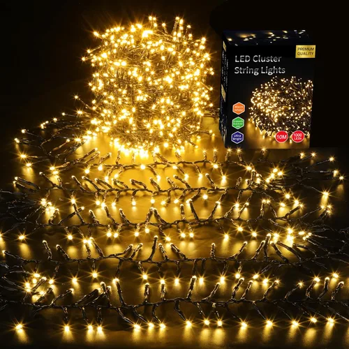 Vista 9 de Areker Luces de árbol de Navidad, 400 luces LED para árbol de Navidad con anillo, 10 x 6.6 pies, ultra brillantes, en forma de diamante, luces