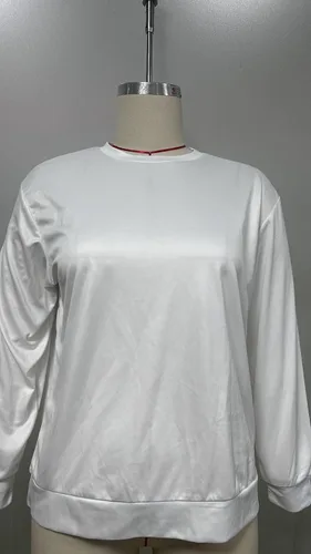 Vista 4 de Sudaderas de cuello redondo, sudadera de manga larga con cuello redondo para mujer, casual, cómoda, holgada, ligera