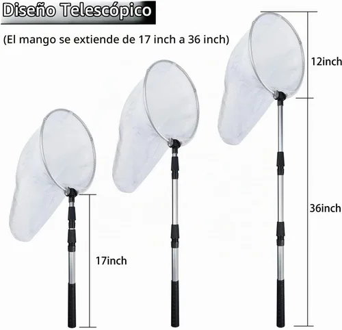 Vista 4 de Coopay Insect and Butterfly Fishing Net with 12 Inches Ring, Handle Extends to 36 Inches