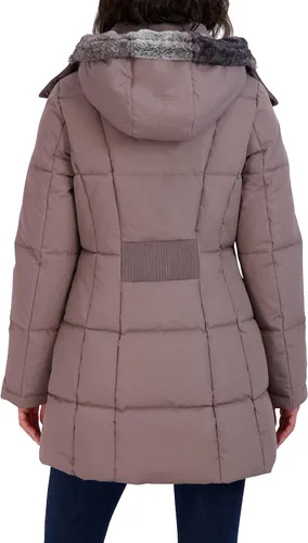 Vista 6 de Nautica Chaqueta acolchada pesada para mujer con capucha forrada de piel sintética