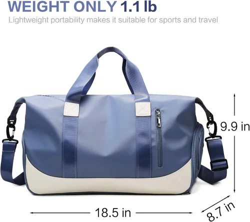 Vista 2 de Arouselove Bolsas de lona deportivas para mujeres y hombres, bolsa de gimnasio portátil con bolsillo húmedo y compartimento separado para zapatos
