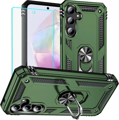 Vista 17 de Yiakeng Funda para Galaxy A32 5G, Samsung A32 5G, fundas protectoras de grado militar con anillo para Samsung Galaxy A32 5G (verde militar)