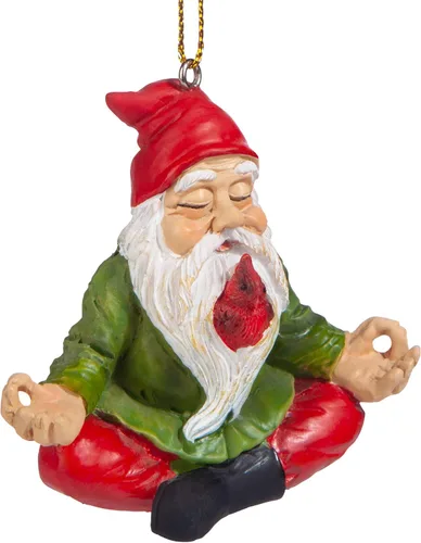 Vista 2 de Adorno navideño de gnomo zen: juego de 3