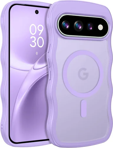 Vista 46 de BENTOBEN Funda magnética para Google Pixel 10, bonita funda rizada ondulada Pixel10 [compatible con MagSafe], antideslizante, a prueba de golpes