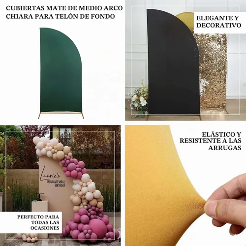 Vista 4 de Efavormart - Juego de 4 fundas de elastano beige para arco de media luna, fundas de telón de fondo Chiara de 2.5 pies a 7 pies para escenarios