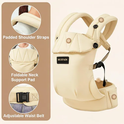 Vista 5 de Portabebés (7 a 44 libras), portabebés suave y transpirable con soporte ajustable, diseño ergonómico para posicionamiento de cadera, cómodo soporte