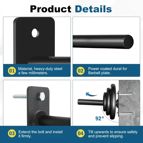 Vista 4 de EVERYMATE Soporte para placas de peso, soporte de placa de peso de montaje en pared para placas de parachoques, capacidad máxima de peso de 330