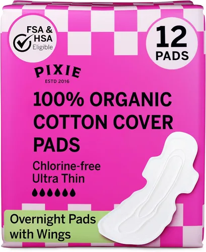 Vista 18 de Pixie - Almohadillas posparto ultra finas de algodón orgánico para mujer, absorción extra abundante con alas, a prueba de fugas, hipoalergénicas