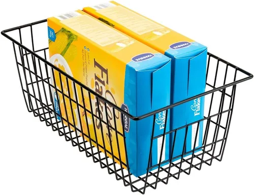 Vista 4 de SANNO Organizador de cesta para congelador, divisor de almacenamiento de alambre de metal para refrigerador, contenedores domésticos con asas