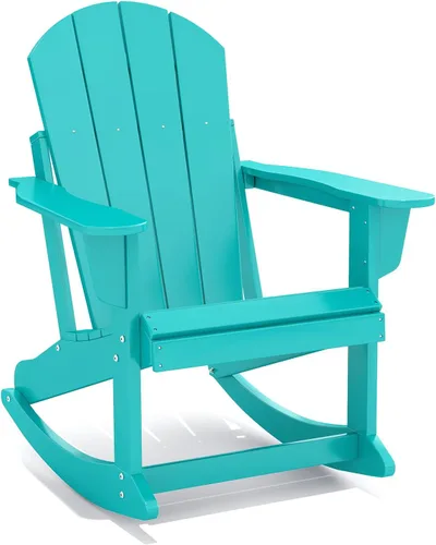 Vista 22 de GREENVINES Adirondack - Juego de 2 mecedoras para exteriores, HDPE, color Agua