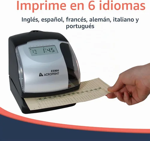 Vista 4 de Acroprint Registrador electrónico de nómina ES900/sello de tiempo/máquina de numeración