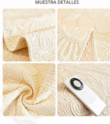 Vista 6 de Funda de Sofá de Lujo de Algodón Vintage con Bordado, Funda de Cojín de Asiento con Textura Floral 3D Estilo Bohemio, Funda Acolchada para Sofá