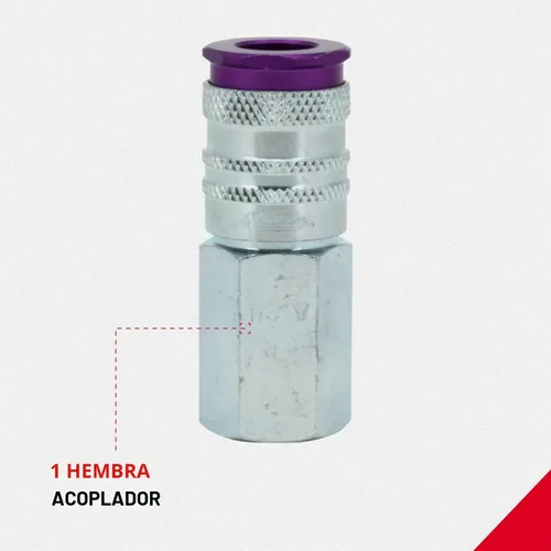 Vista 3 de Milton S-303VKIT HIGHFLOWPRO Kit Acoplador y Enchufe Estilo V 1/4 NPT Púrpura - 3 Piezas